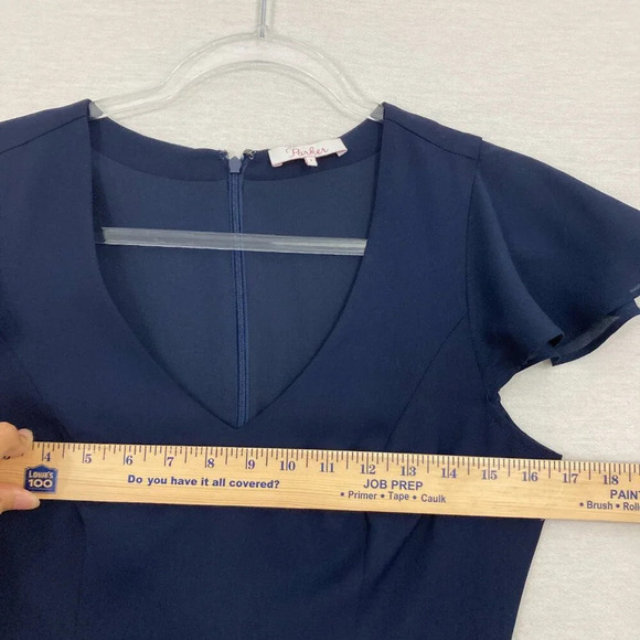 Parker Navy Flutter Sleeve V Neck Belted Rompers size 2 - Picture 6 of 9